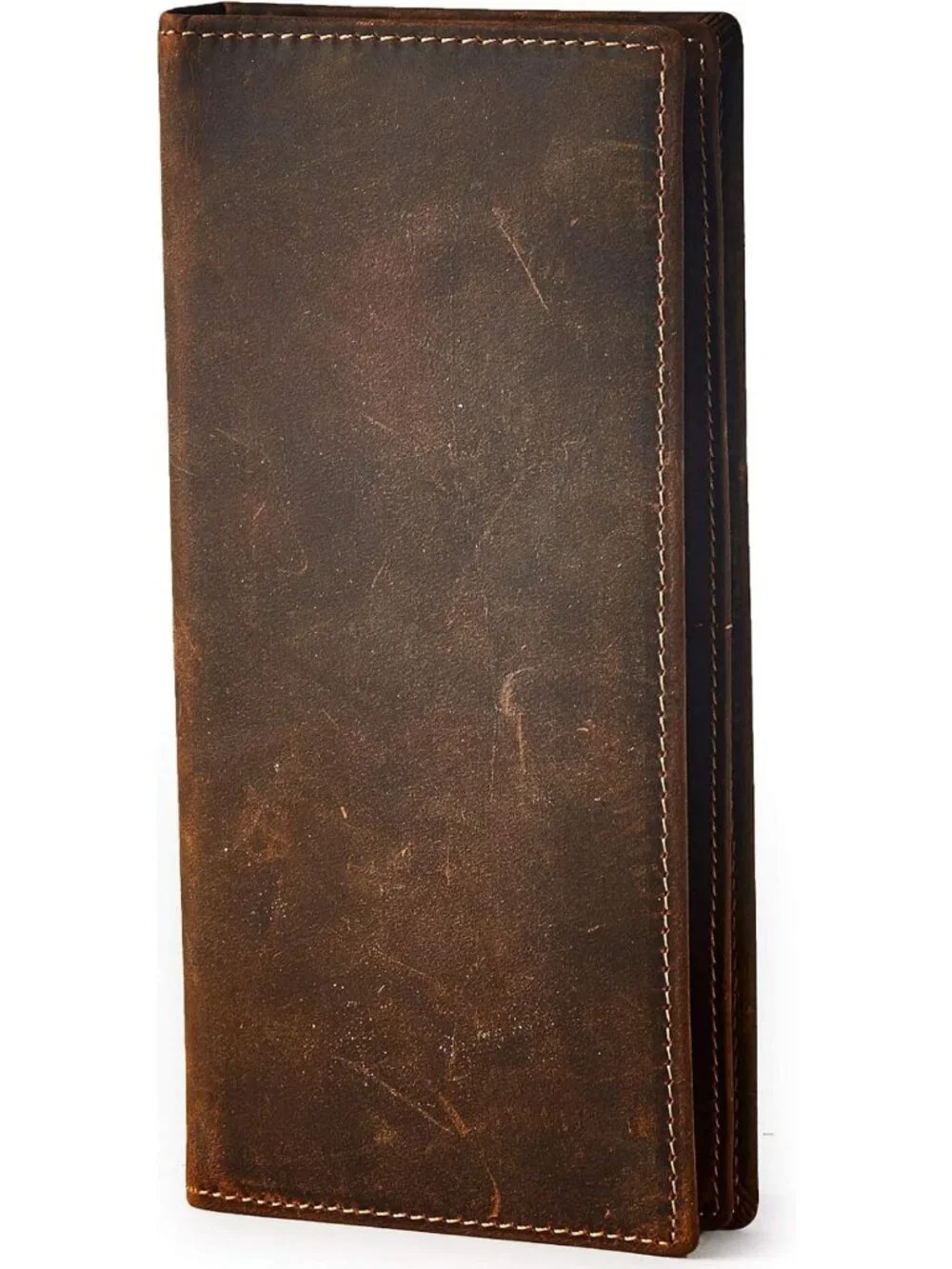 Vintage Genuine Leather Bifold Wallet for Men - Handmade Cowhide, Bills & Cards